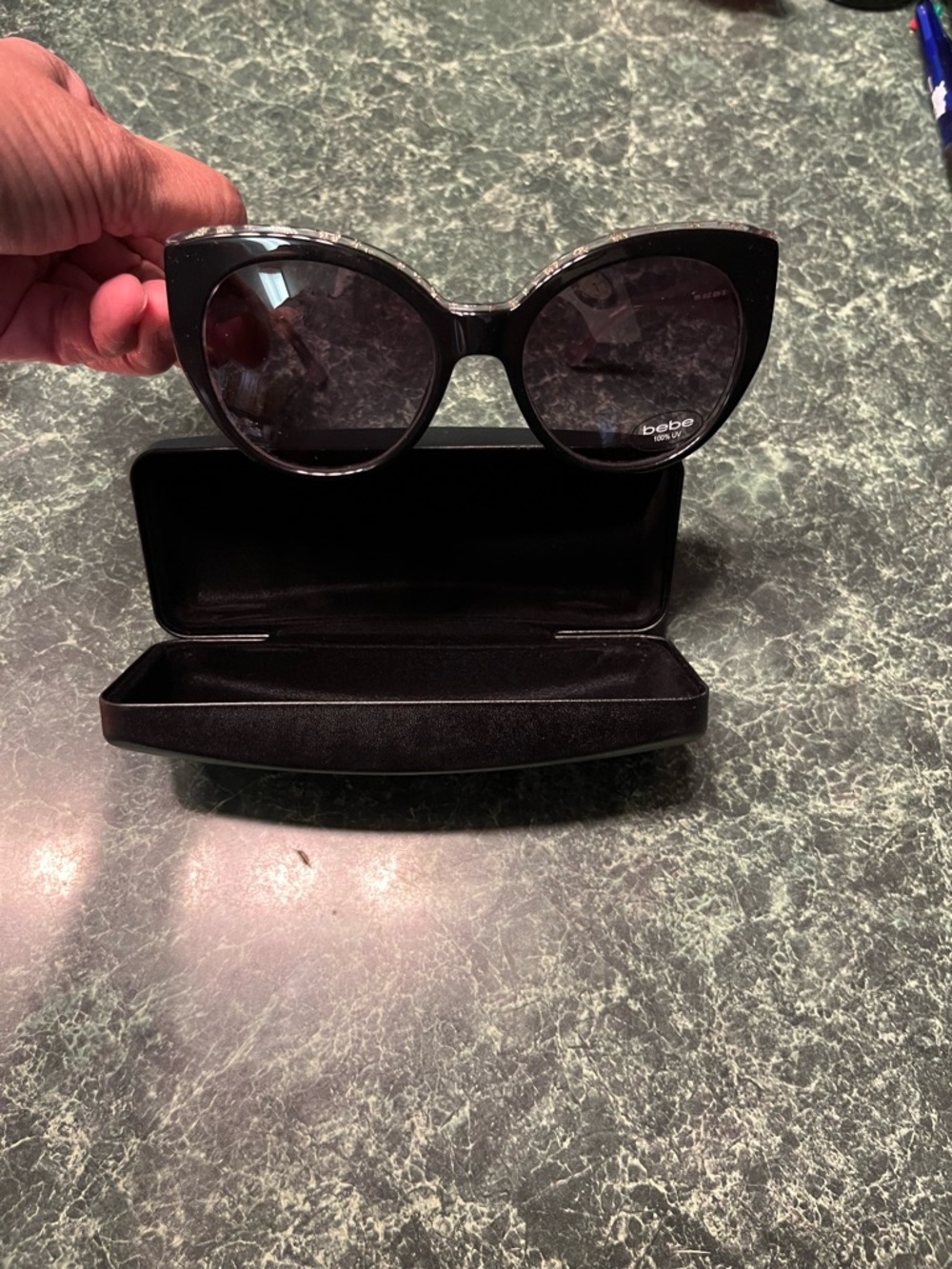 Black Cat-Eye Sunglasses with Dark Lenses